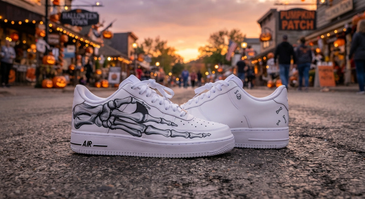 Custom Sneaker Halloween Skeleton Hand - front view