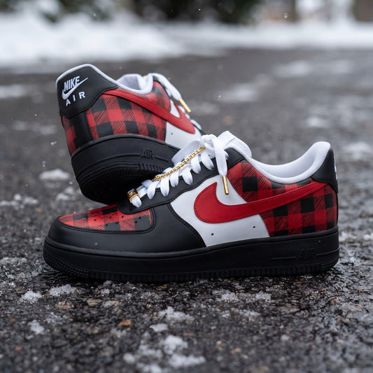 Custom Sneaker Christmas Buffalo Plaid - front view