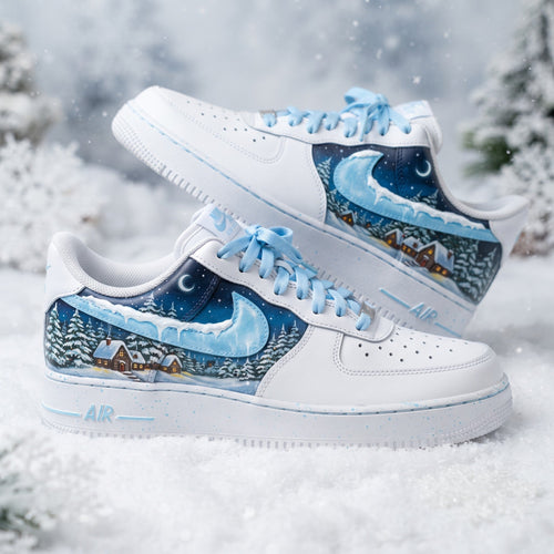 Custom Sneaker Christmas Snow Globe Village - front view