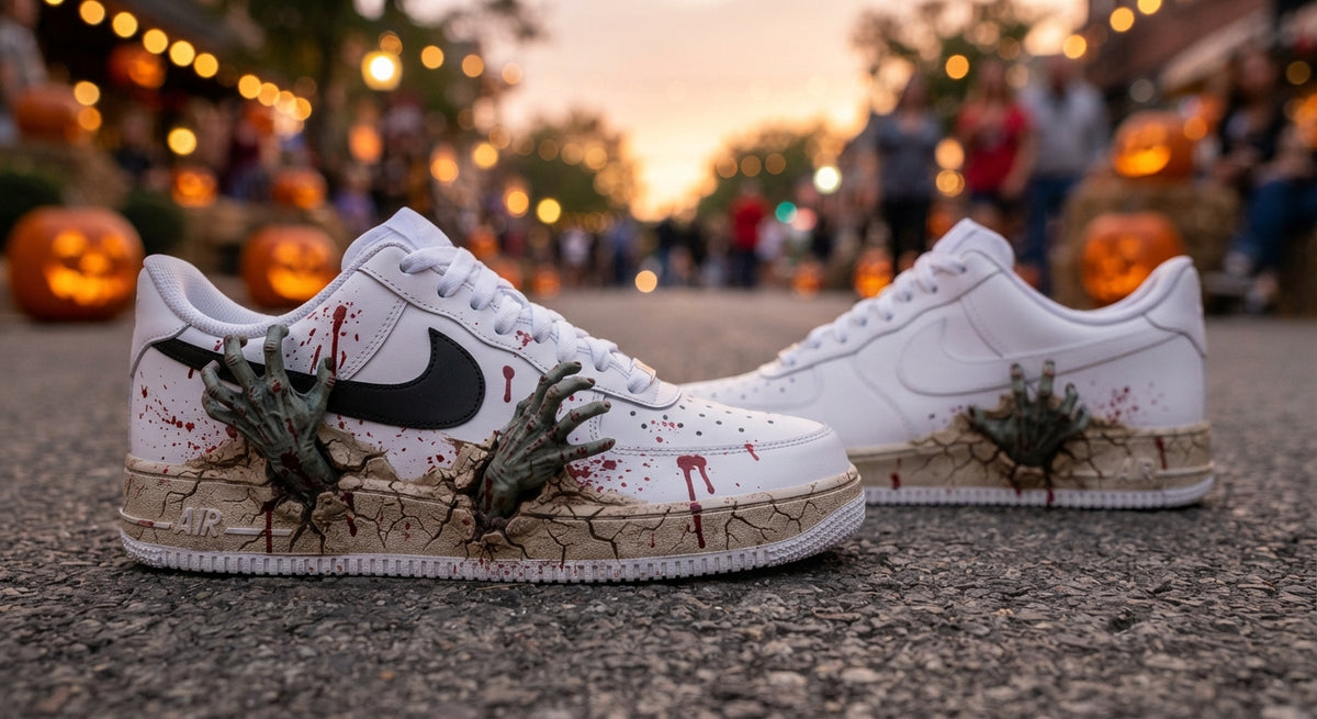 Custom Sneaker Halloween Zombie Hands - front view
