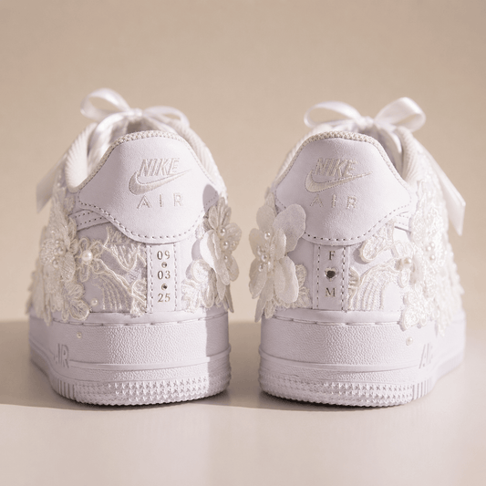 Personalized Floral Lace Initials & Wedding Date Bridal Sneaker