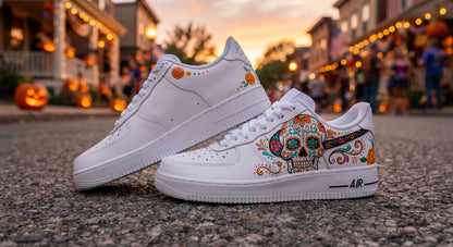 Custom Sneaker Day Of The Dead Sugar Skull - front view