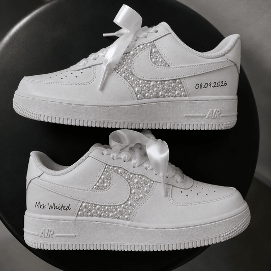 Personalized Side Panel Pearl & Crystal Bridal Custom Sneaker