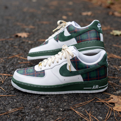 Custom Sneaker Christmas Tartan Plaid - front view