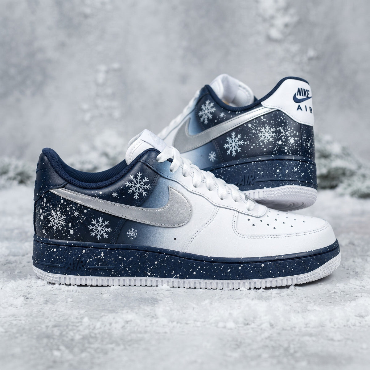 Custom Sneaker Christmas Winter Wonderland - front view