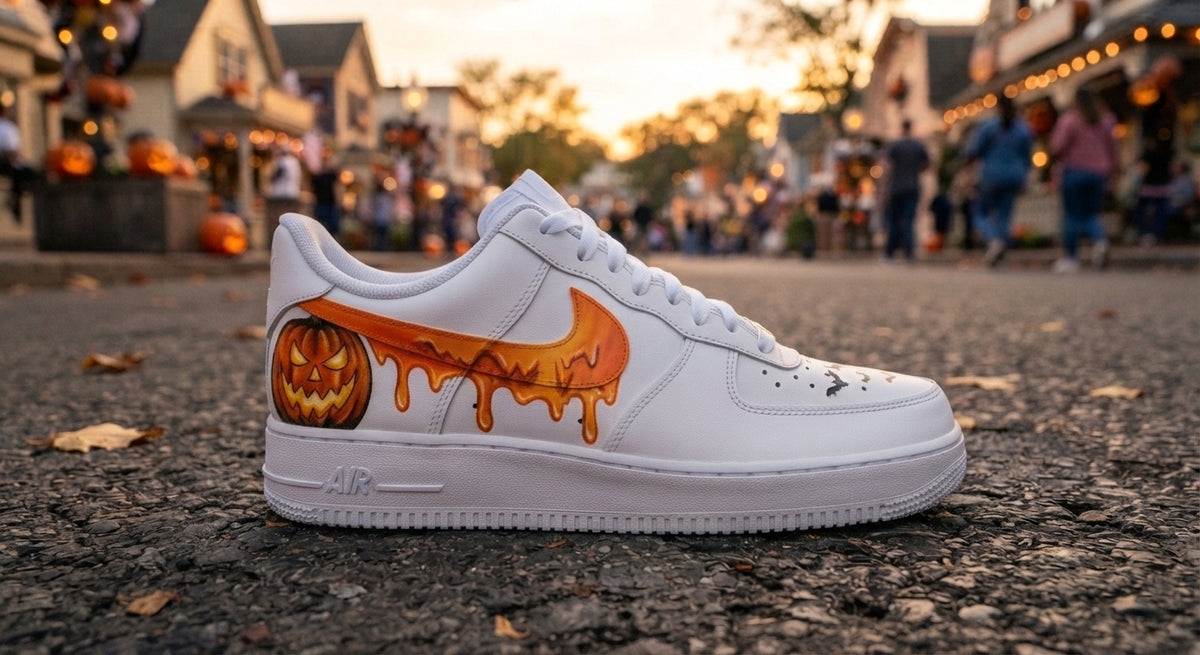 Custom Sneaker Halloween Pumpkin Drip - side profile