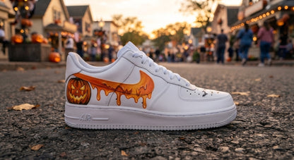 Custom Sneaker Halloween Pumpkin Drip - side profile