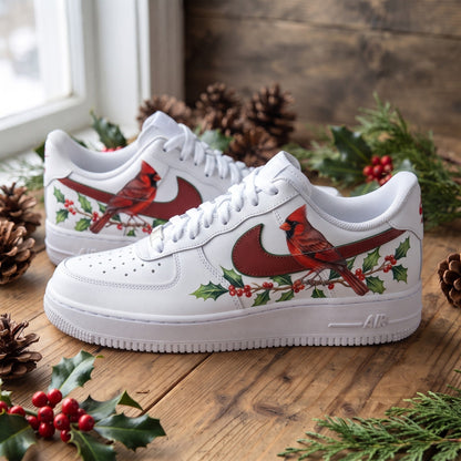 Custom Sneaker Christmas Cardinal Holly - side profile
