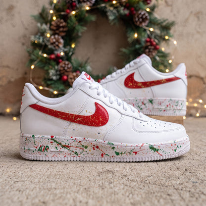 Custom Sneaker Christmas Holiday Splatter - side profile