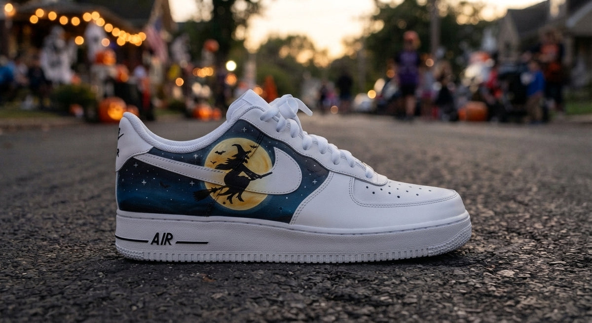 Custom Sneaker Halloween Witch Full Moon - side profile