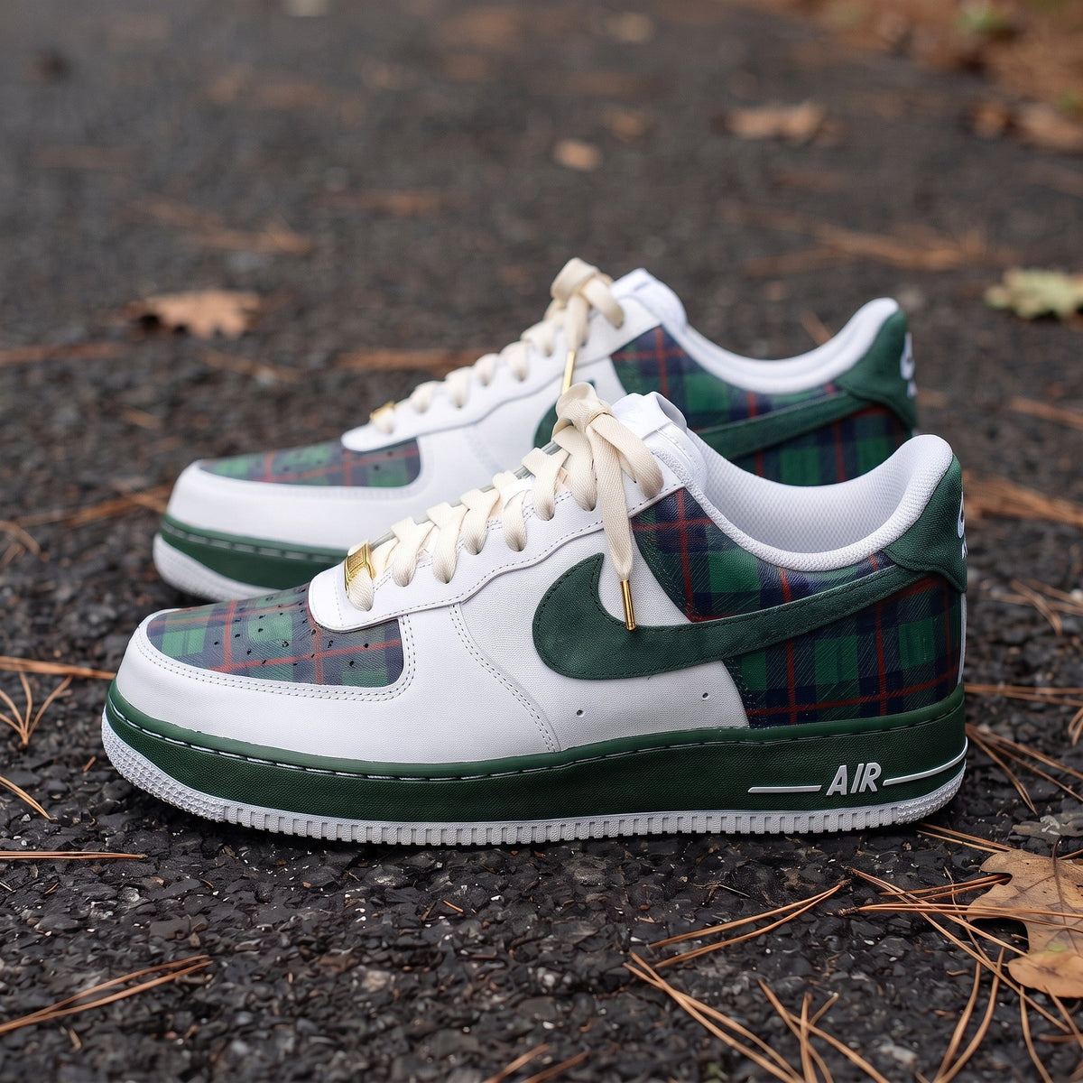 Custom Sneaker Christmas Tartan Plaid - side profile