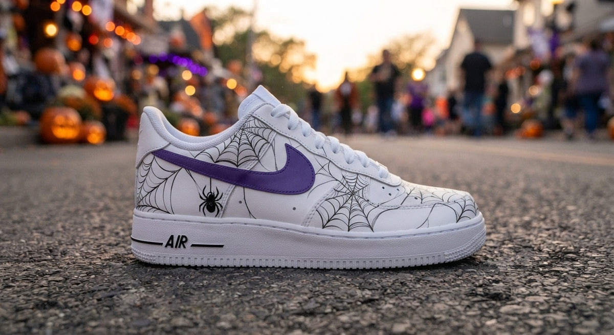 Custom Sneaker Halloween Spider Web - side profile