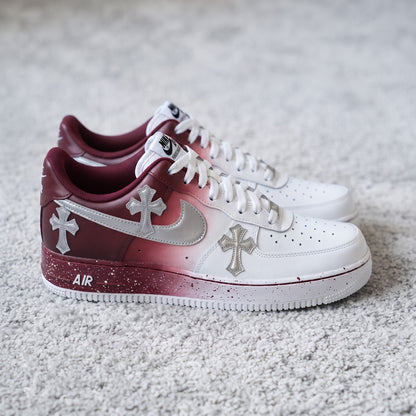 Custom Sneaker Christmas Burgundy Crosses - side profile