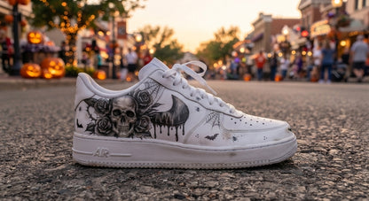 Custom Sneaker Halloween Haunted Rose Skull - side profile