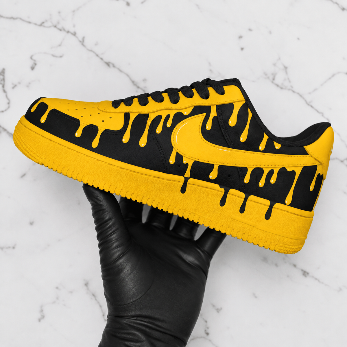 Custom Sneaker Yellow Black Drip