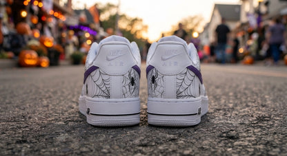 Custom Sneaker Halloween Spider Web - heel back