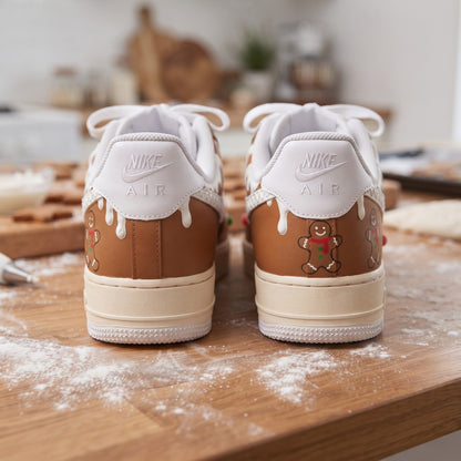 Custom Sneaker Christmas Gingerbread Cookie - heel back