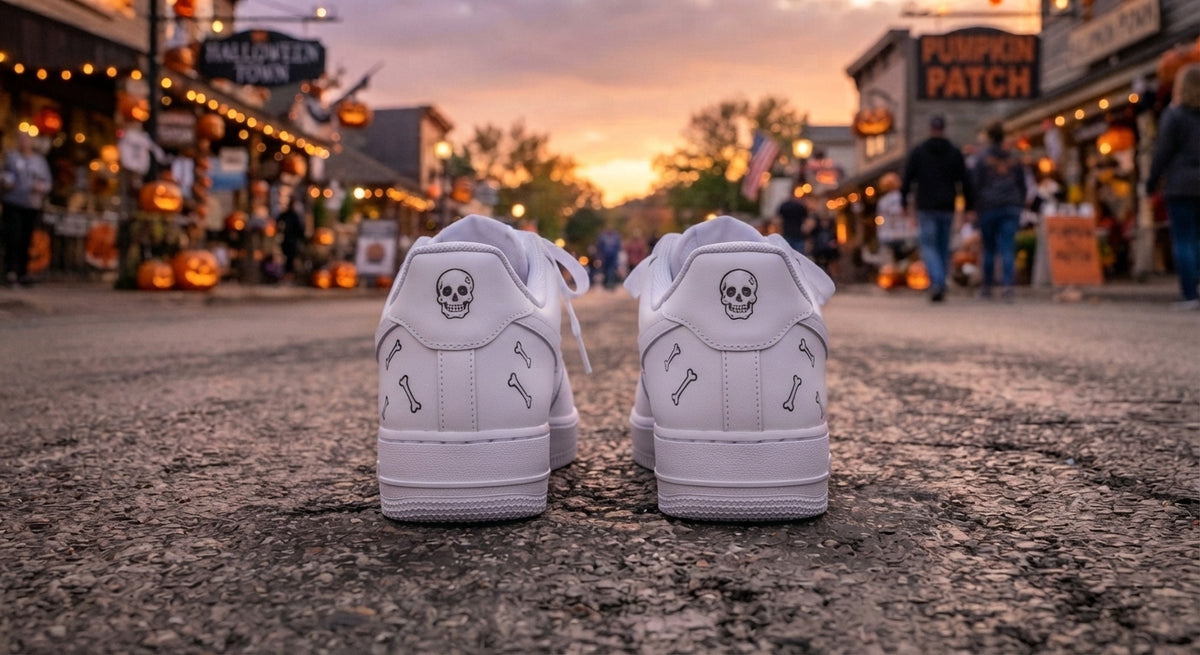 Custom Sneaker Halloween Skeleton Hand - heel back