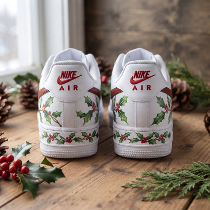 Custom Sneaker Christmas Cardinal Holly - heel back