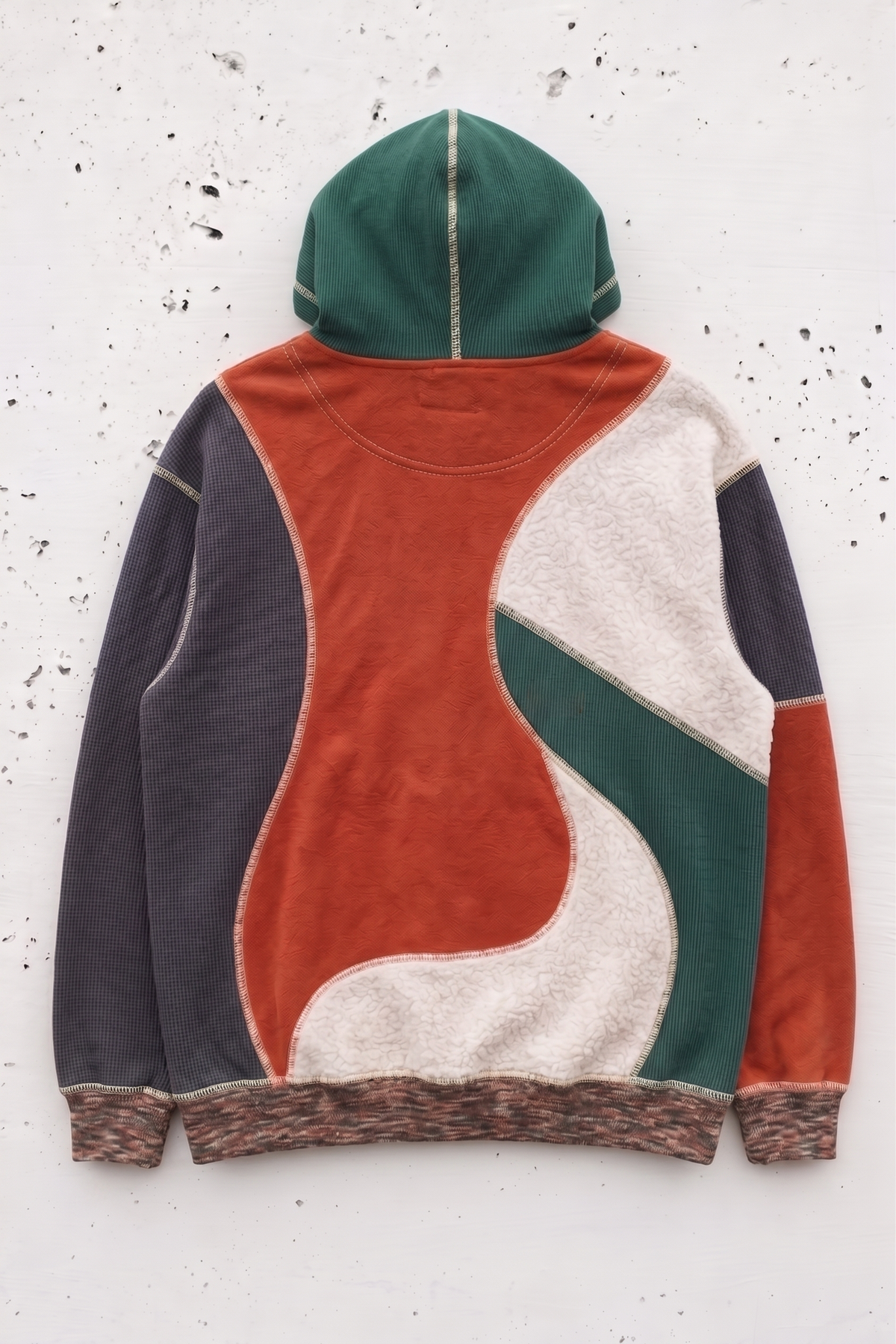 Patchwork Texture Fleece Pullover Hoodie