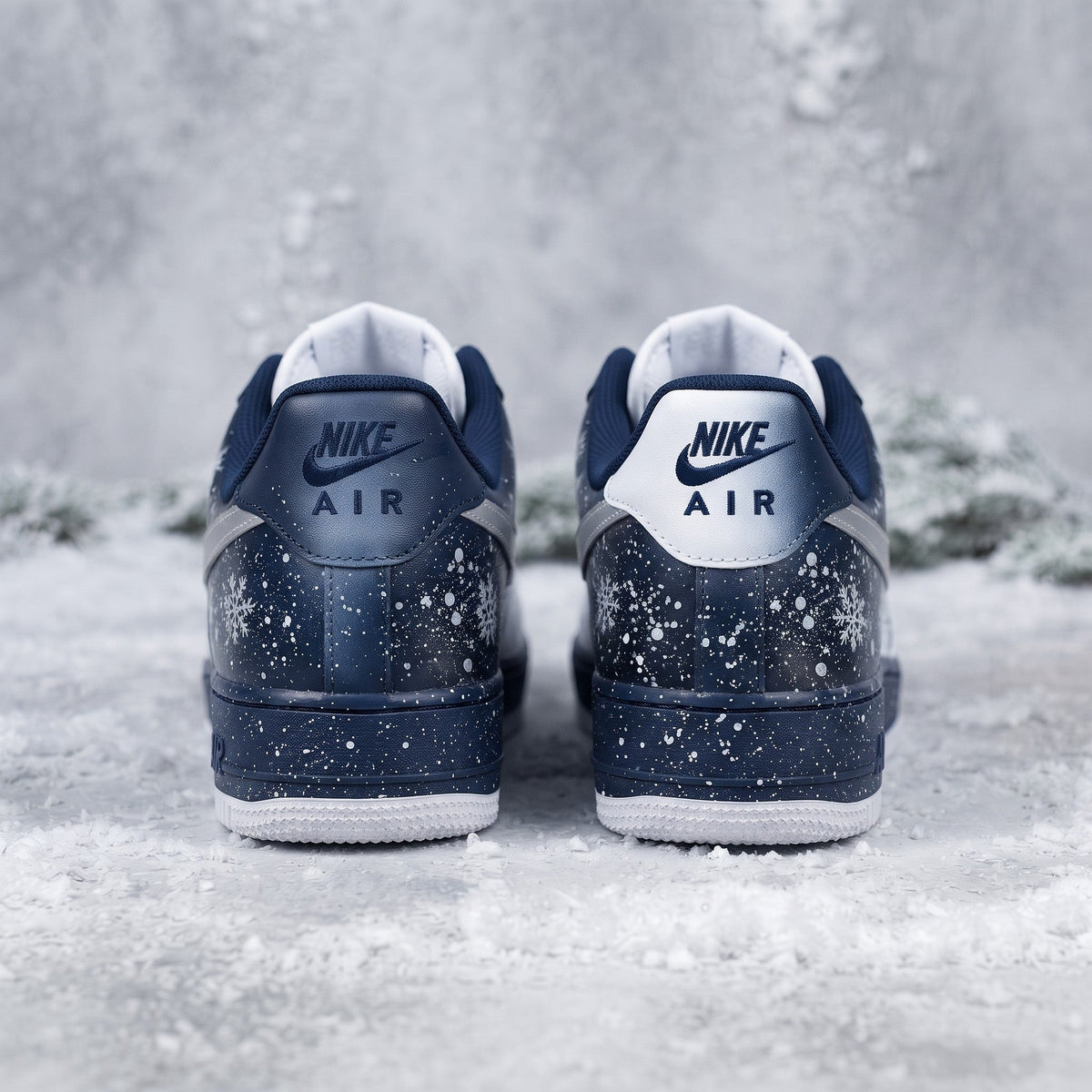 Custom Sneaker Christmas Winter Wonderland - heel back
