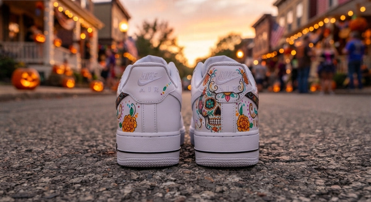 Custom Sneaker Day Of The Dead Sugar Skull - heel back