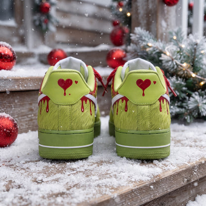 Custom Sneaker Christmas Green Red Drip - heel back