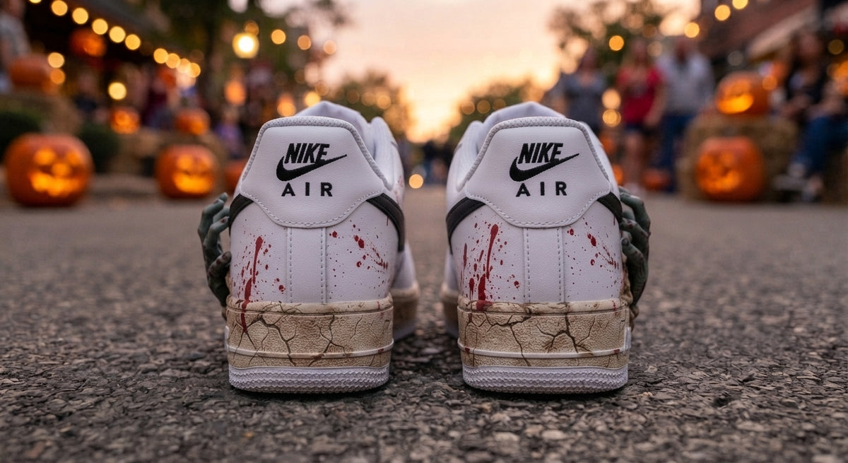 Custom Sneaker Halloween Zombie Hands - heel back