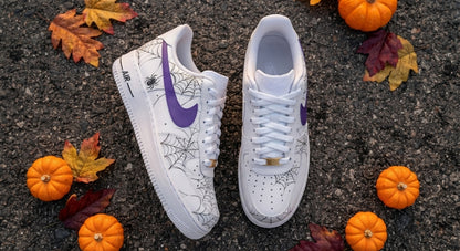 Custom Sneaker Halloween Spider Web - top down