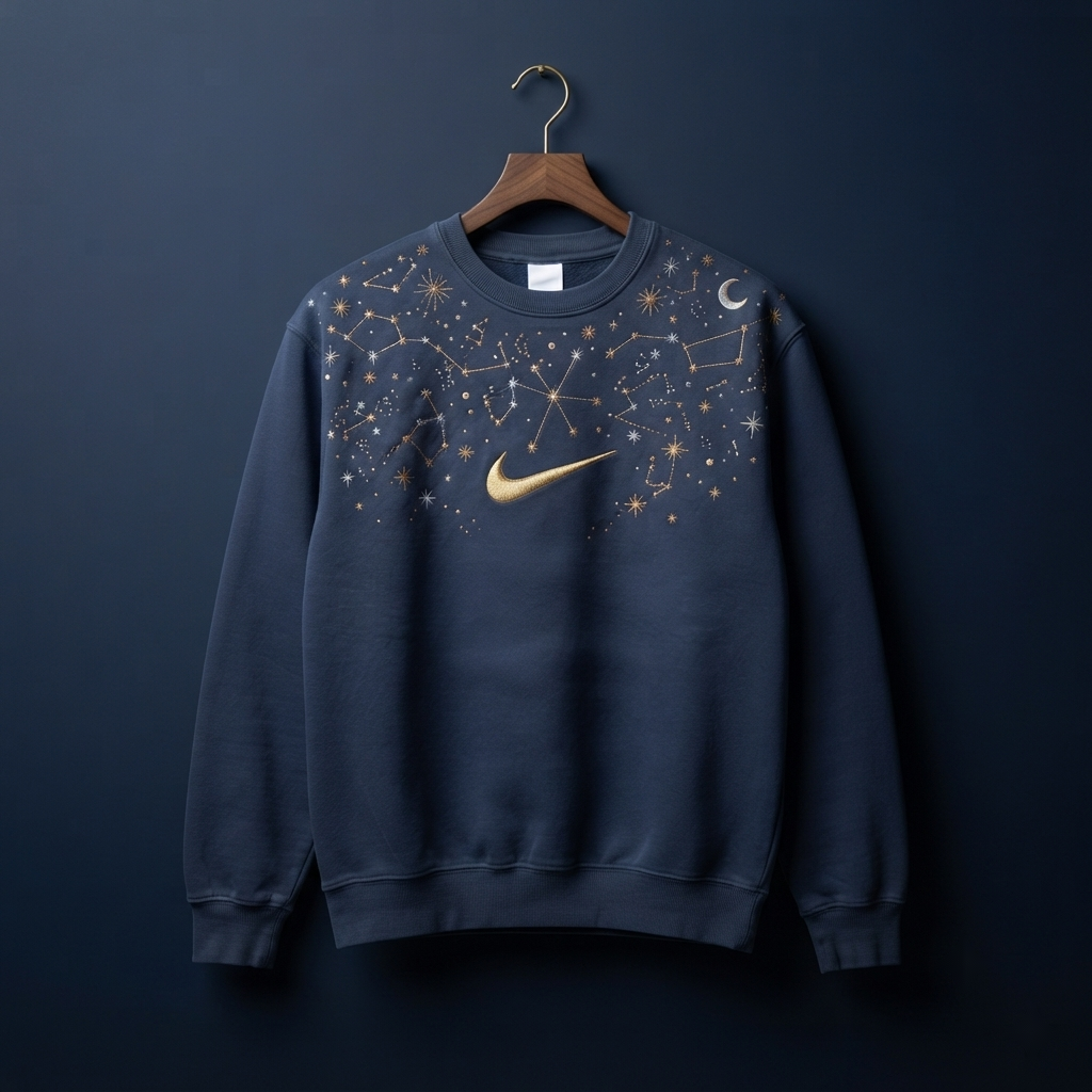 Celestial Solstice Embroidered Nike Crewneck