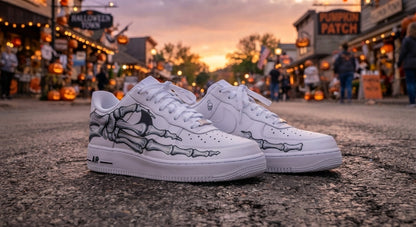 Custom Sneaker Halloween Skeleton Hand - front toe