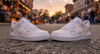 Custom Sneaker Halloween Cute Ghost Boo - front toe