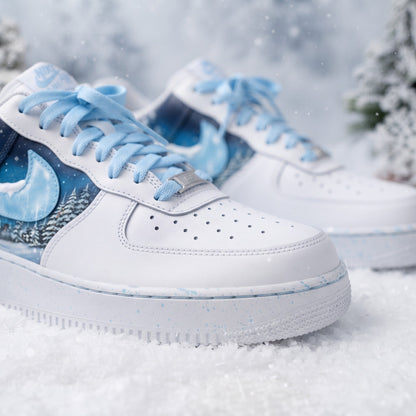 Custom Sneaker Christmas Snow Globe Village - front toe