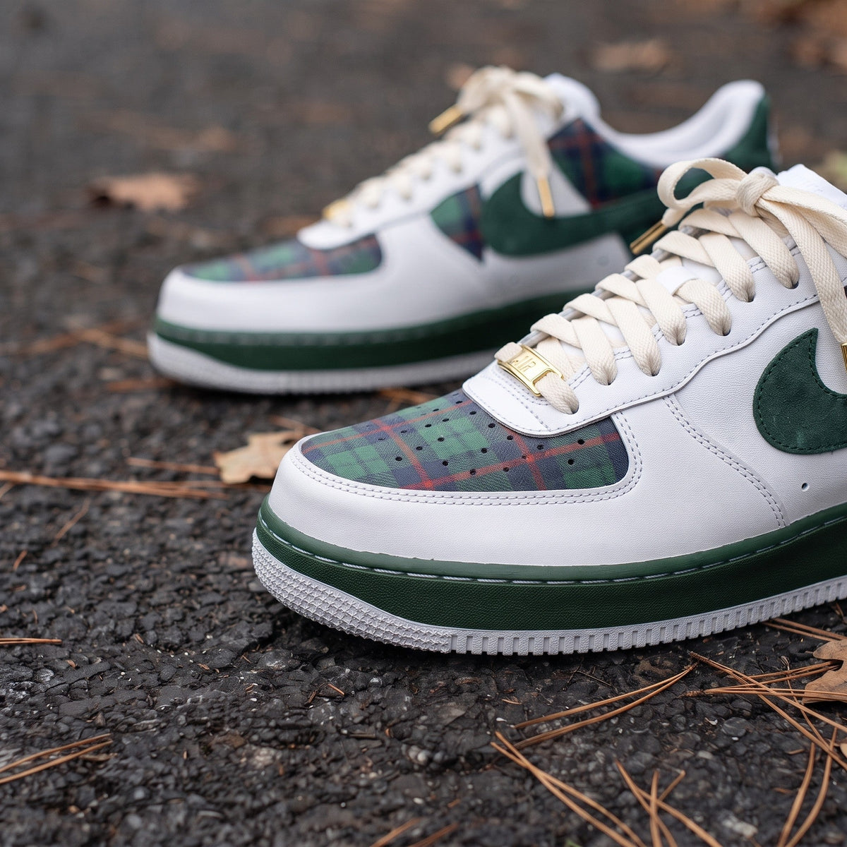 Custom Sneaker Christmas Tartan Plaid - front toe
