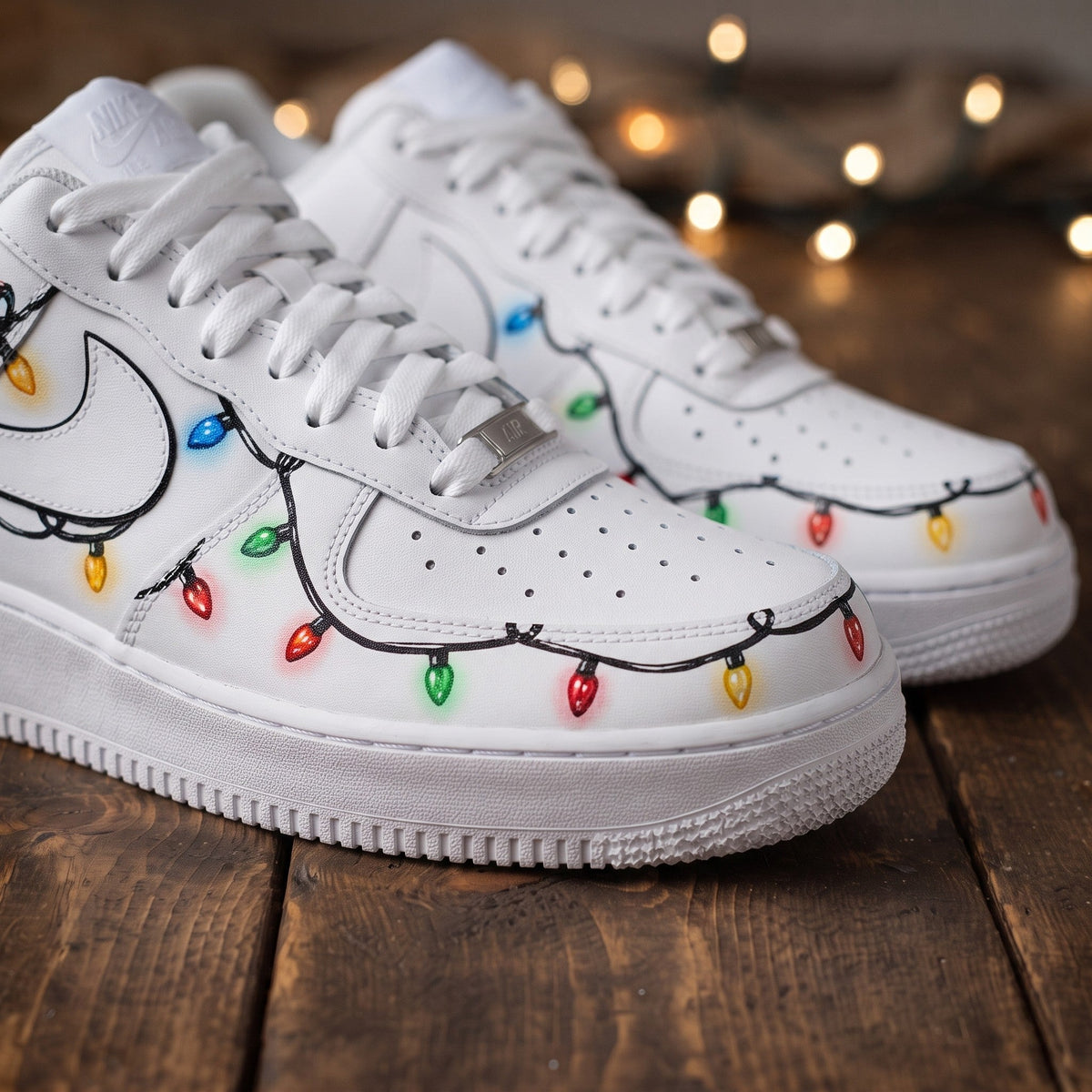 Custom Sneaker Christmas Holiday Lights - front toe