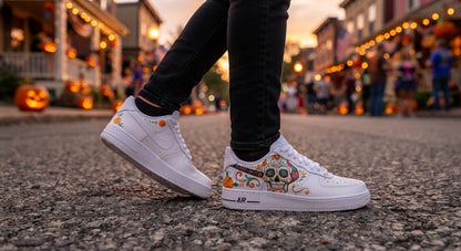 Custom Sneaker Day Of The Dead Sugar Skull - on feet